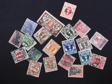 20 Postage Stamps 1920-1923 From Danzig