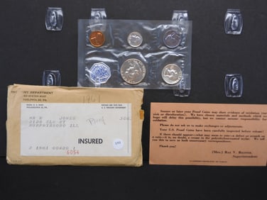 1961 US Mint Proof Set. 3 90% Silver Coins. OGP
