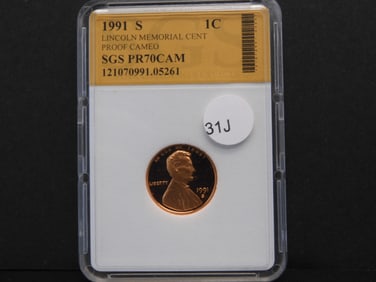 1991-S Lincoln Memorial Cent SGS Slabbed PR70CAM