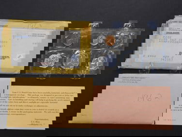 1962 US Mint Proof Set. 3 90% Silver Coins. OGP