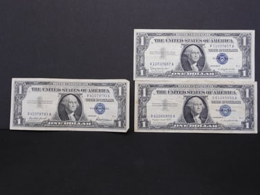 1957/1957-A/1957-B Blue Seal $1 Silver Certificates. Nice Cond.