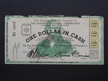 1936 Fostoria, Ohio Bank Bond Sheet