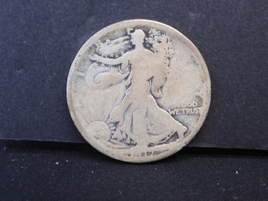 1917-D Reverse Mint Mark Walking Liberty Half Dollar- Semi-Key Date