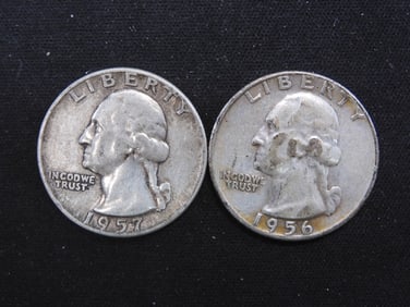 1956-P + 1957-P 90% Silver Washington Quarters