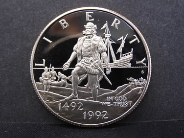 1992-S Columbus Proof Clad Half Dollar,