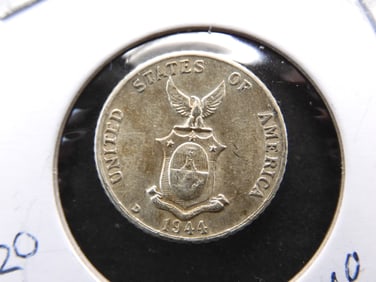 1944-D Uncirculated Philippines 10 Centavos
