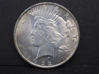 1922 Silver Peace Dollar- UNC, Strong Strike