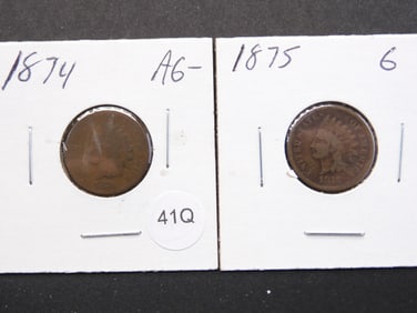 1874 + 1875 Indian Head Cents