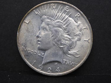 1924 Silver Peace Dollar- UNC, Strong Peace