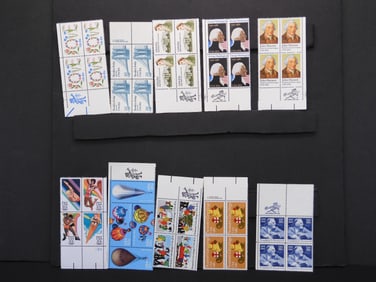 10 Plate Block Stamps- Mint, Never Hinged