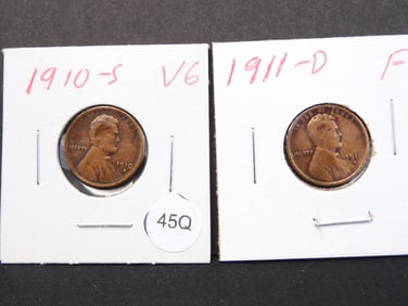 1910-S + 1911-D Semi-Key Lincoln Wheat Cents