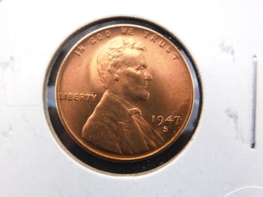 1947-S Lincoln Wheat Cent. GEM BU RED