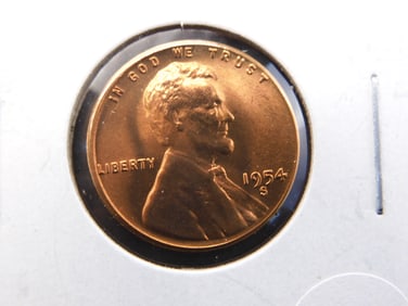 1954-S Lincoln Wheat Cent. GEM BU RED