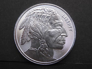 One Troy Ounce .999 Fine Silver Indian Head Style Round