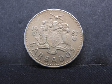 SUPER RARE 1981 Barbados 25c. Coin. ONLY 327 EVER Minted. VERY SCARCE