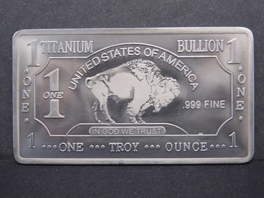 1 Ounce-.999 Pure Titanium-Buffalo style, BU