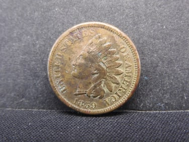 1859 (2 Years Before Civil War/$18 at G) 1st Year Indian Head Penny, 165 Years Old!