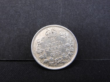 1913 Canada 5c. 92.5% Silver, High Detail