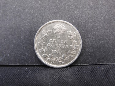 1919 Canada 5c. 92.5% Silver, High Details