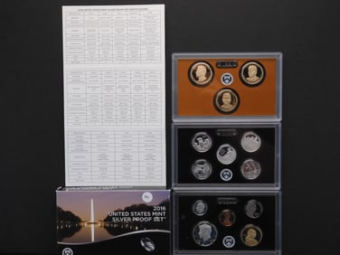 2016-S U.S. 13 Coin SILVER Proof Set- 7 90% Silver Coins