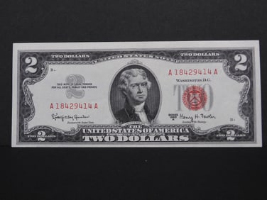 1963A (Error Die Shift/Unc) $2 Bill, Crisp!