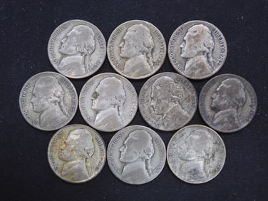 10 - 35% Silver Jefferson Wartime Nickels