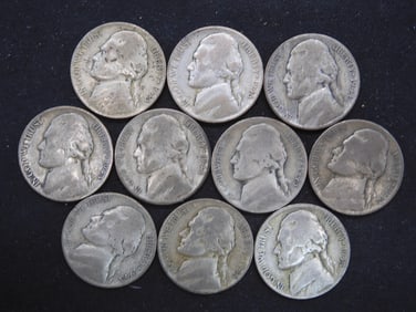 10 - 35% Silver Jefferson Wartime Nickels