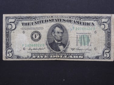 1950A $5 Federal Reserve Note Green Seal