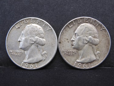 1961 P,D 90% Silver Washington Quarters