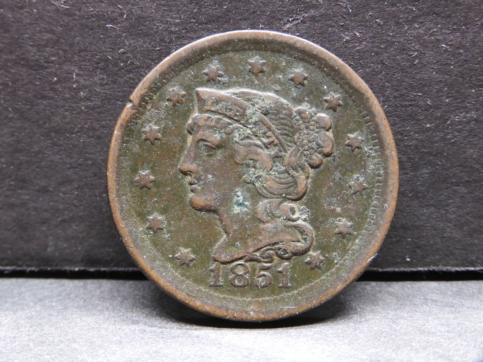 1851 Large Cent. Nice detail. (1 of 3)
