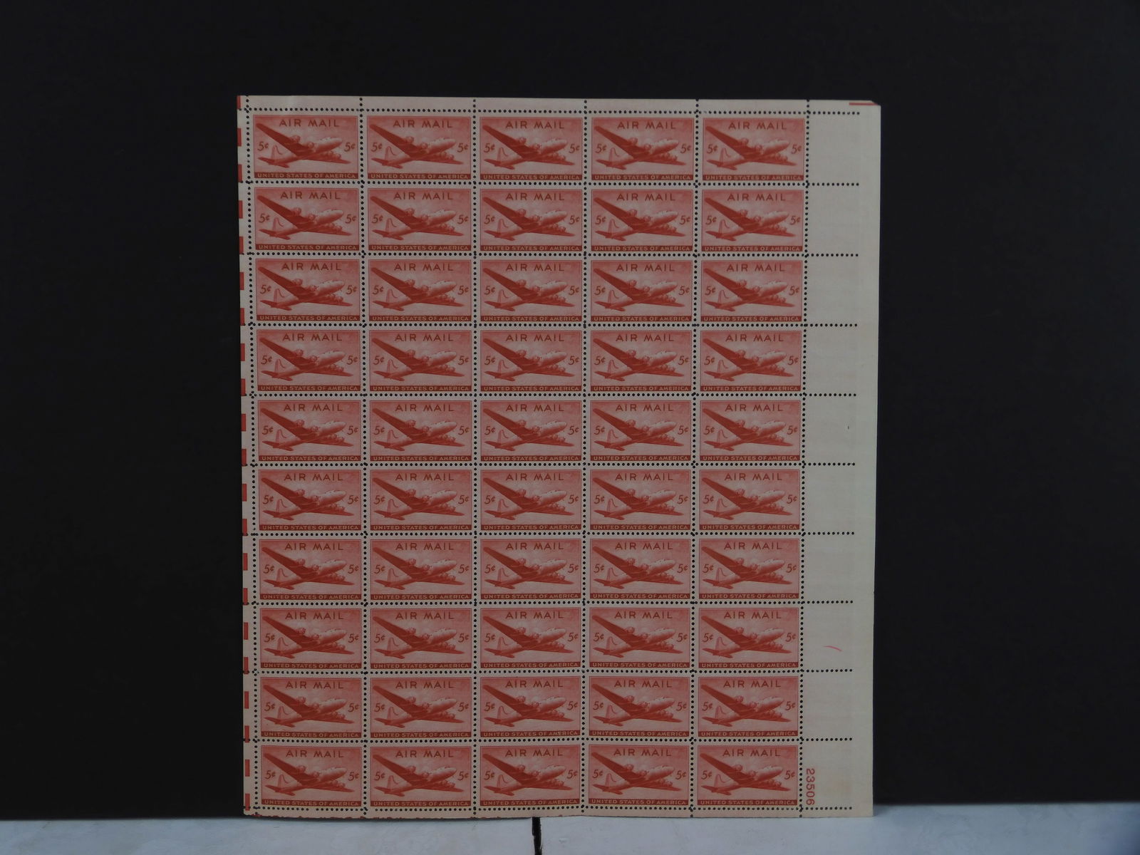 Sheet 1946 C-32 5 Cent Airmail Stamps. Mint never hinged. (1 of 2)