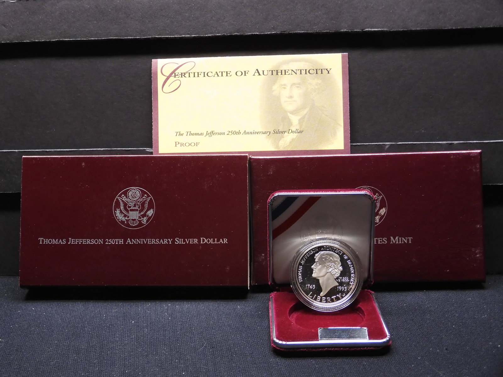 1993-S PROOF Thomas Jefferson 250th Anniv Commem in OGP w/ COA (1 of 4)