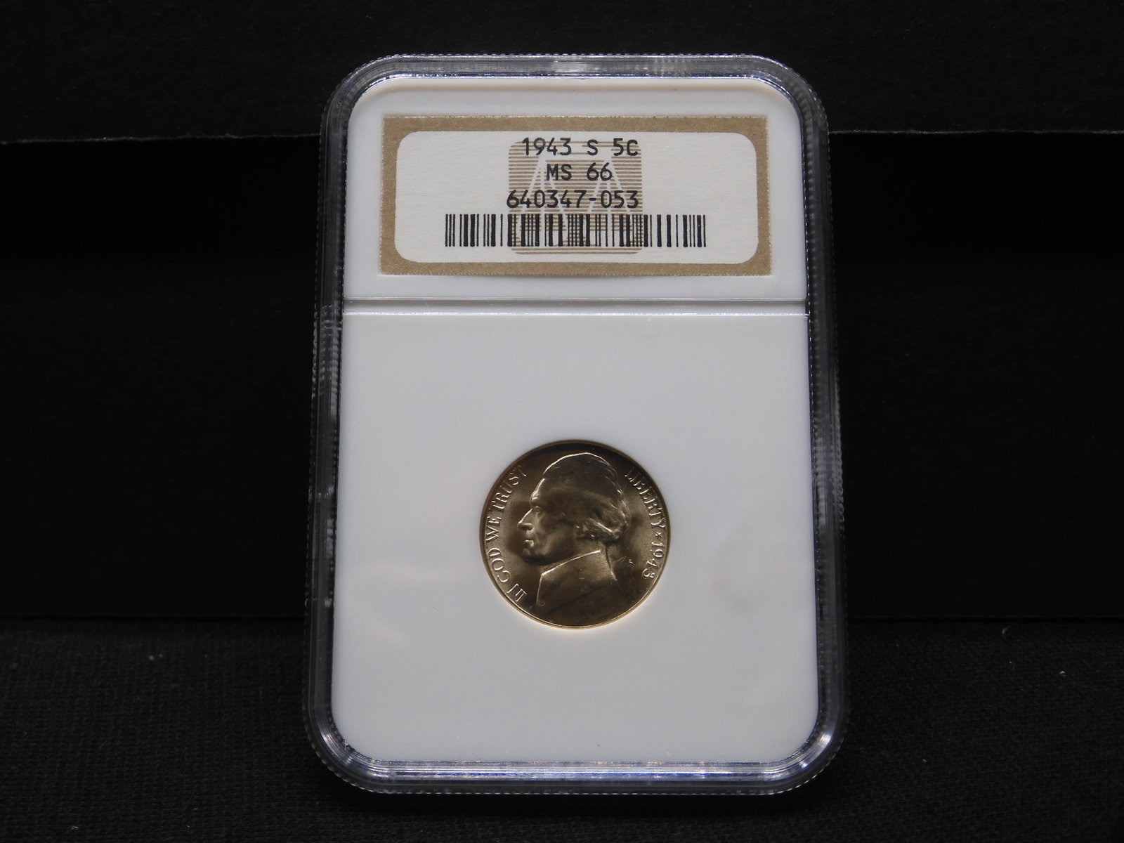 1943-S Jefferson Wartime Silver Nickel - NGC MS66: 1943-S Jefferson Wartime Silver Nickel - NGC MS66