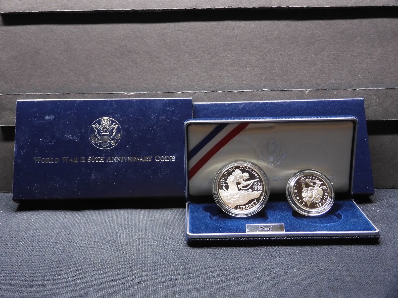 1991-1995-W&P PROOF WWII 50th Anniv Commem 2-Coin Set in OGP w/ COA (1 of 4)