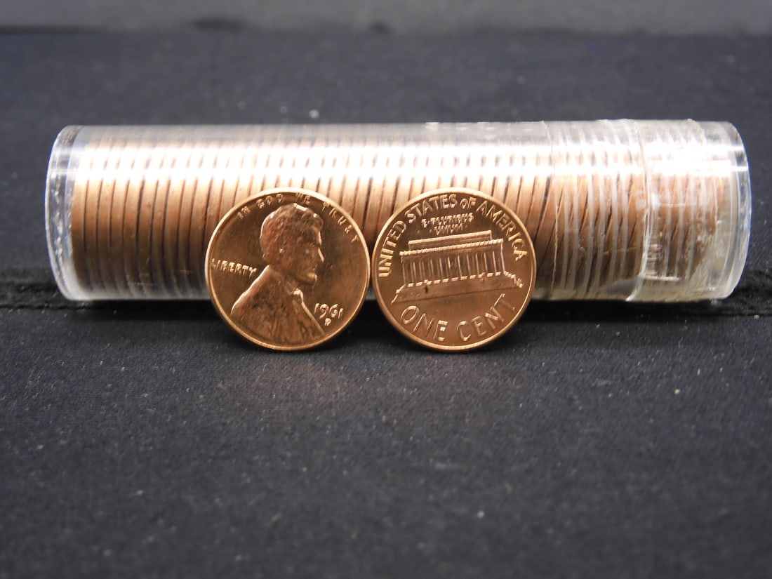 Tube of 1961-D Red BU Copper Lincoln Memorial Cents (1 of 2)