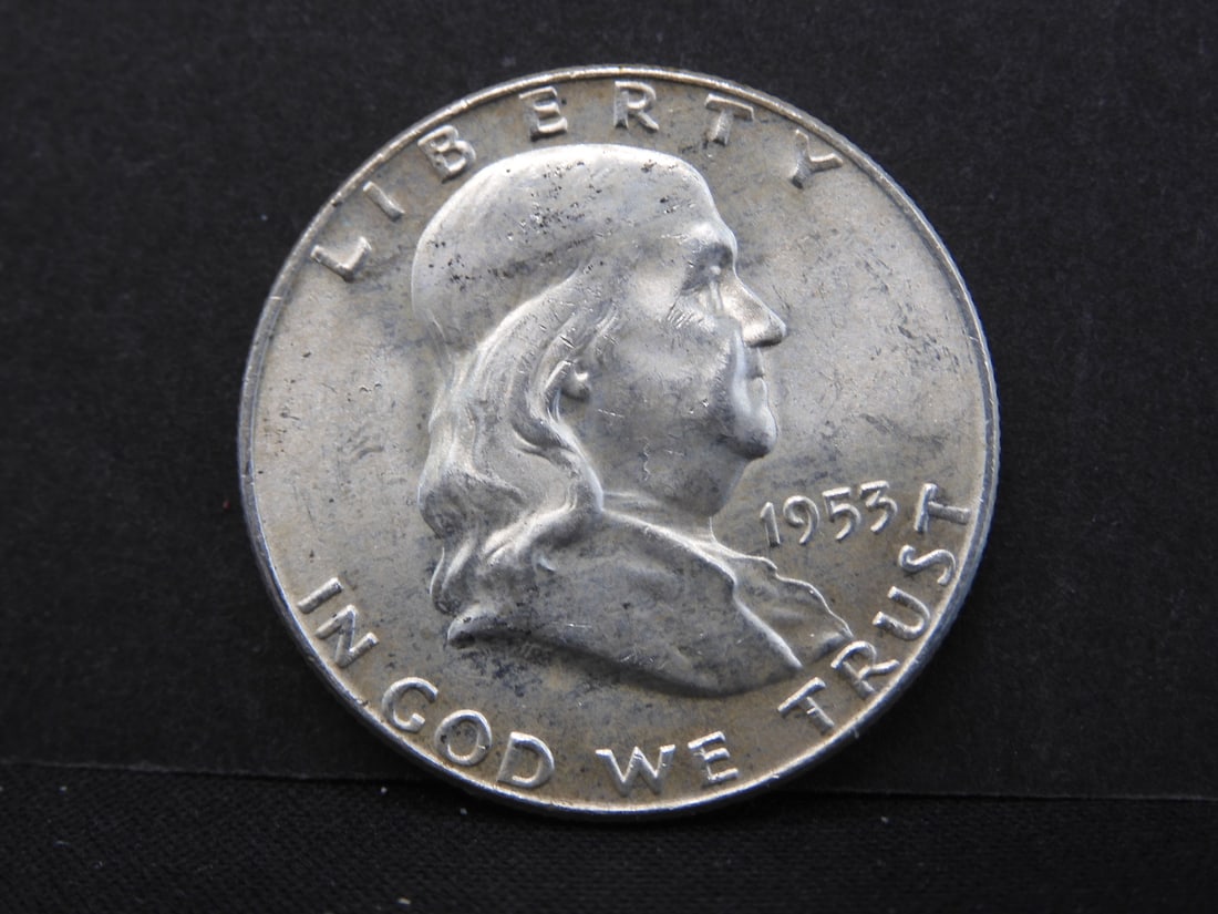 1953-D Franklin Half. Choice BU with full bell lines.: 1953-D Franklin Half. Choice BU with full bell lines.