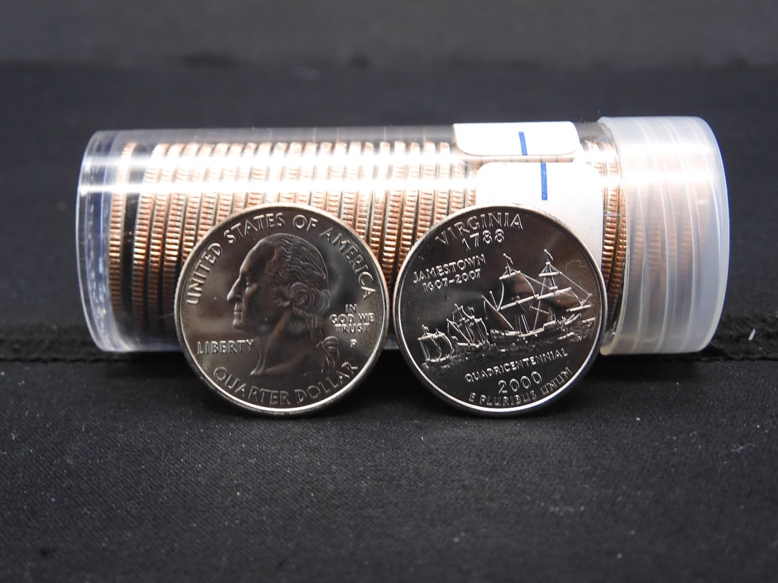 Tube of 40 MS 2000 Virginia State Quarters (1 of 2)