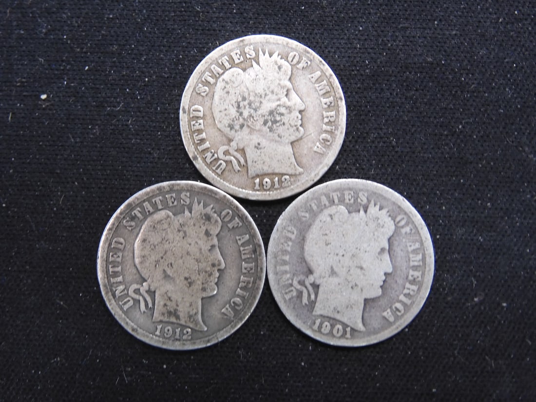 1901, 12 P, 12 D Barber Dimes: 1901, 12 P, 12 D Barber Dimes