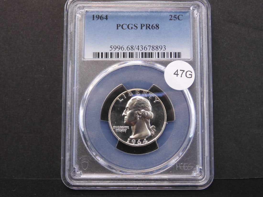 1964 90% Silver Washington Quarter PCGS Graded PR68 (1 of 3)