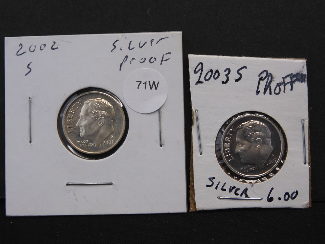 2002-S + 2003-S 90% Silver Proof Roosevelt Dimes (1 of 5)