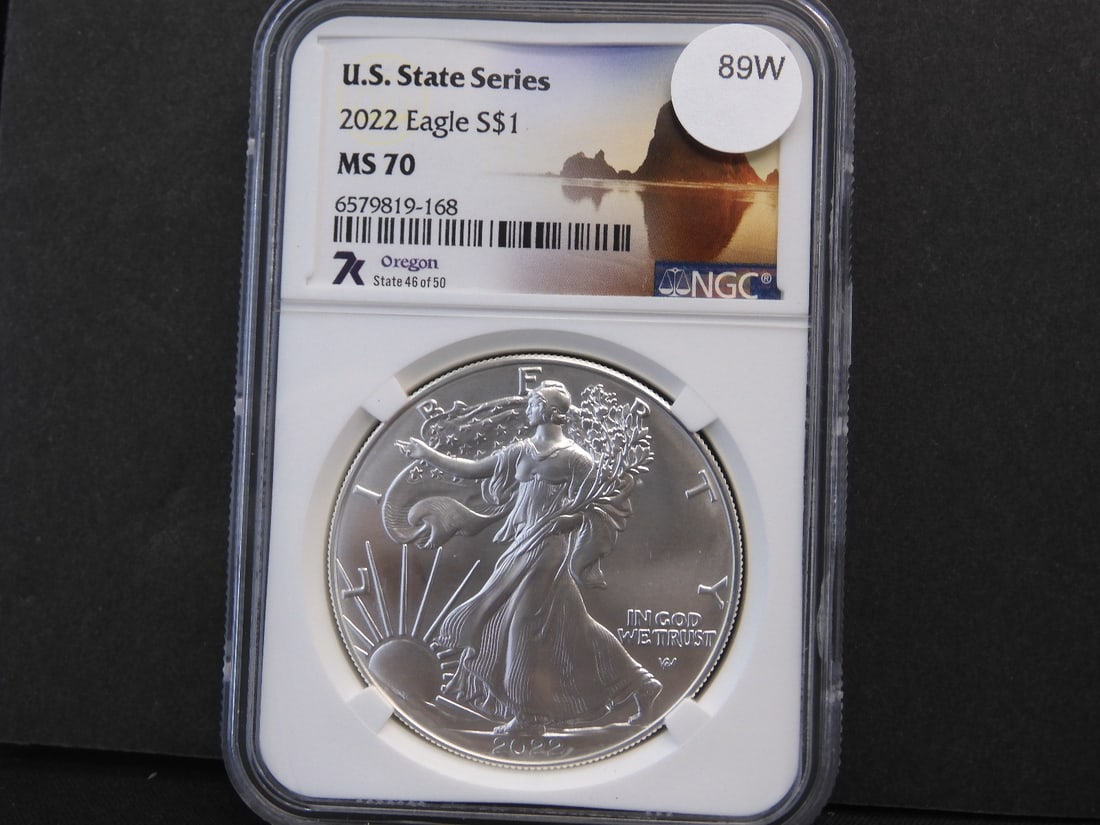 2022 U.S. State Series American Silver Eagle- Oregon- NGC Graded MS70 (1 of 3)
