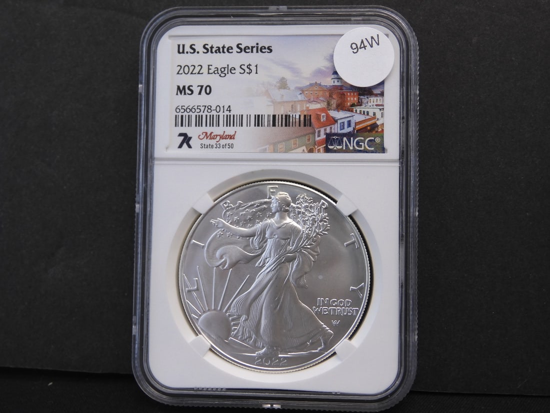 2022 U.S. State Series American Silver Eagle- Maryland- NGC Graded MS70 (1 of 3)