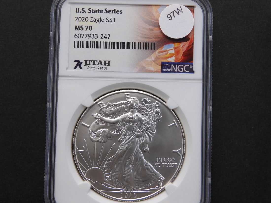 2020 U.S. State Series American Silver Eagle- Utah- NGC Graded MS70 (1 of 3)