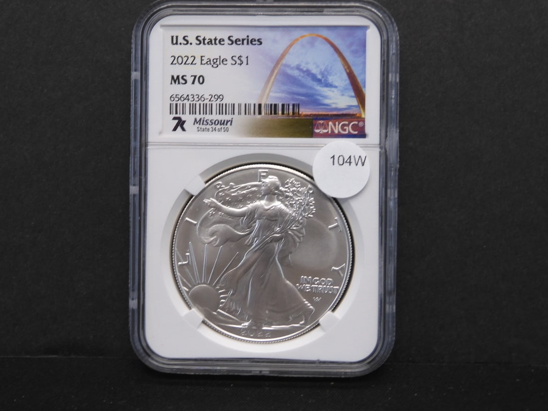 2022 U.S. State Series American Silver Eagle- Missouri- NGC Graded MS70 (1 of 3)