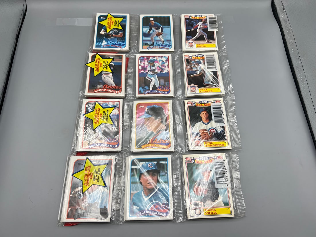 Lot of (4) 1989 Topps Baseball Unopened Rack Packs W/ Stars Showing - Ryne Sandberg, Gary Carter, (1 of 2)