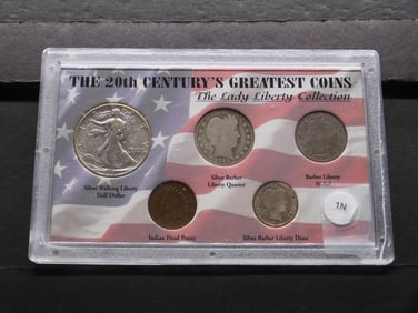 The 20th Century Coins Three 90% Silver Coins - 1943-D Walking Liberty Half Dollar, 1892 Barber