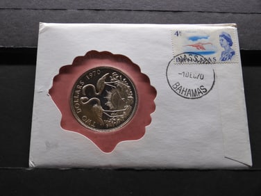 Sterling Silver $2.00 Bahamas Coin in FDI Packet - Weight 29.8 grams -Melt $26