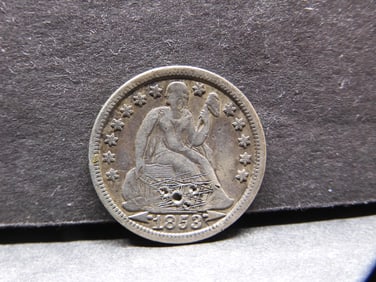 1853 w/ Arrows Seated Liberty Dime- Obverse Damage