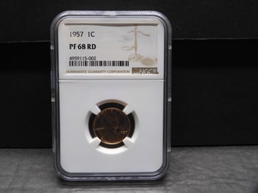 1957 PROOF Lincoln Wheat Cent - NGC PF68 RD