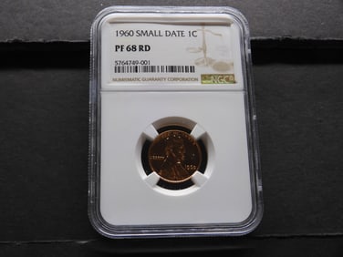1960 PROOF  Small Date Lincoln Memorial Cent - NGC PF68 RD